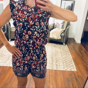 Loft Blue Floral Sleeveless Romper Size SP